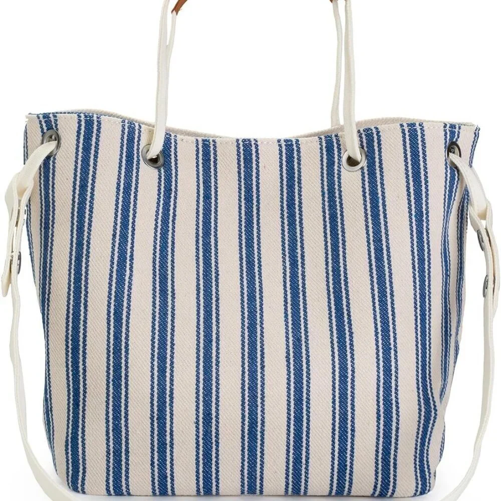 Women's Canvas Tote Small Bucket Shoulder Bag Crossbody Beach Chic